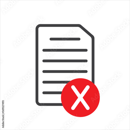 document rejected icon vector, illustration, symbol
