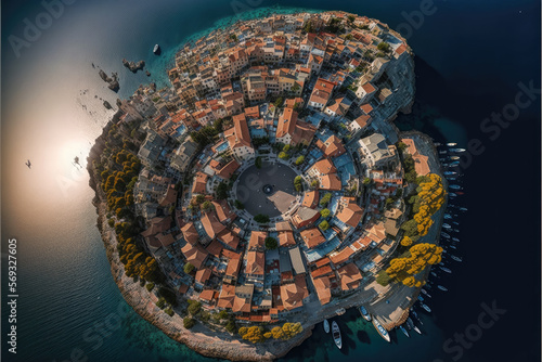 greece town on the coastline created with Generative AI technology