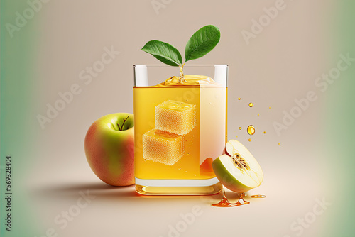 apple juice on clean background created with Generative AI technology