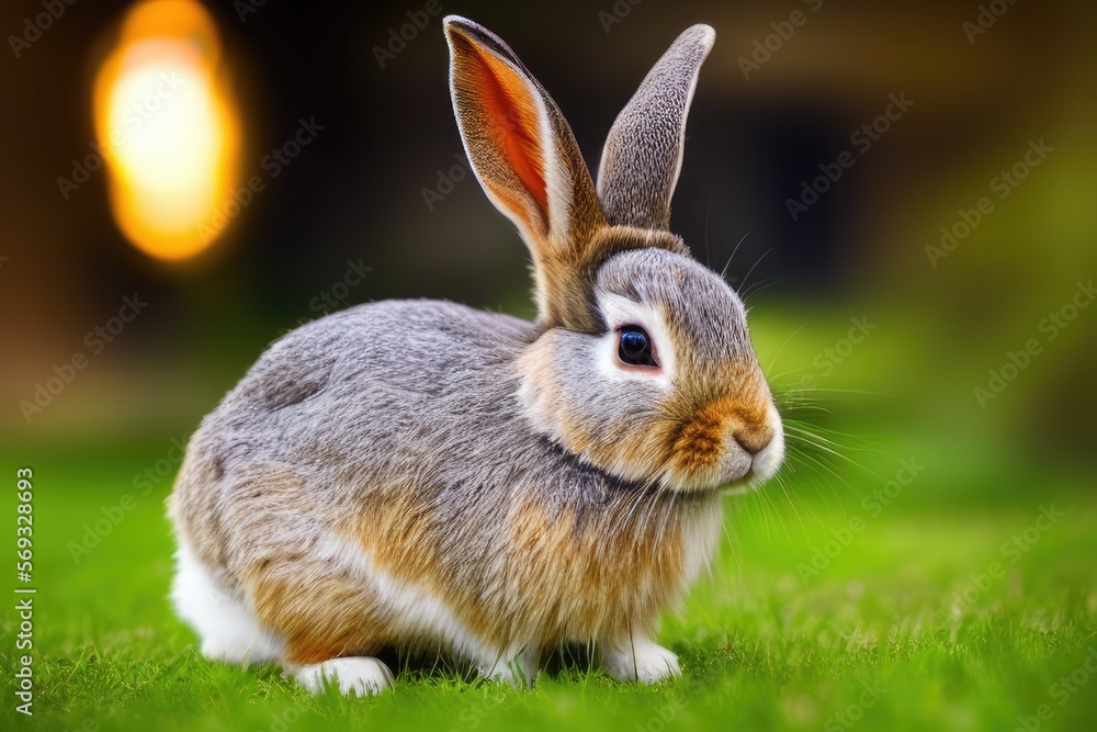 Fototapeta premium High-Resolution Image of a Cute and Playful Rabbit, Perfect for Adding a Wholesome and Adorable Element to any Design Project