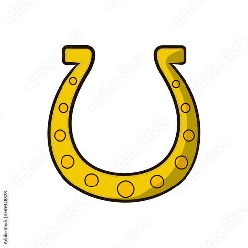 Leprechaun symbol of luck - horseshoe, traditional irish sign of good karma in cartoon style