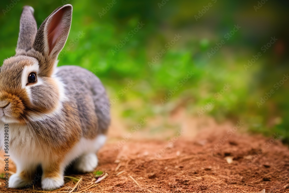 Fototapeta premium High-Resolution Image of a Cute and Playful Rabbit, Perfect for Adding a Wholesome and Adorable Element to any Design Project