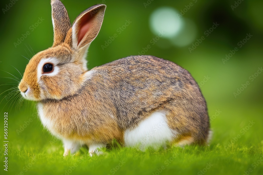 Fototapeta premium High-Resolution Image of a Cute and Playful Rabbit, Perfect for Adding a Wholesome and Adorable Element to any Design Project
