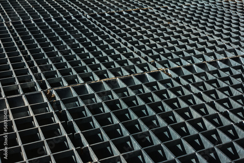 Closeup of heavy weight steel grating