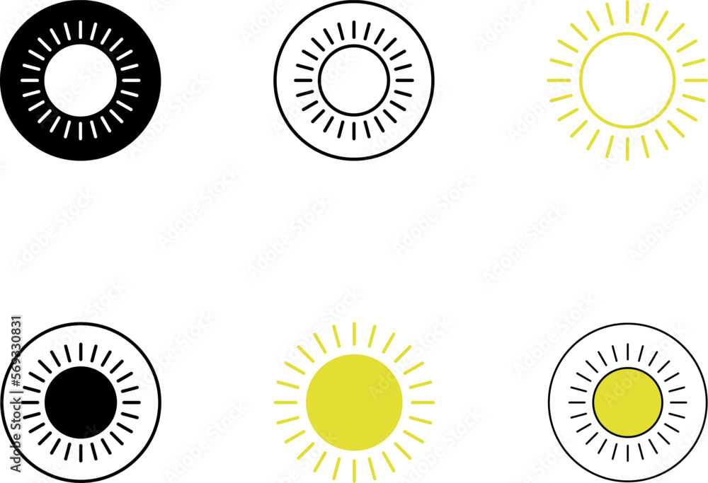 Fototapeta premium Sun and moon morning day or night time, daytime, nighttime, sunrise, vector icon illustration