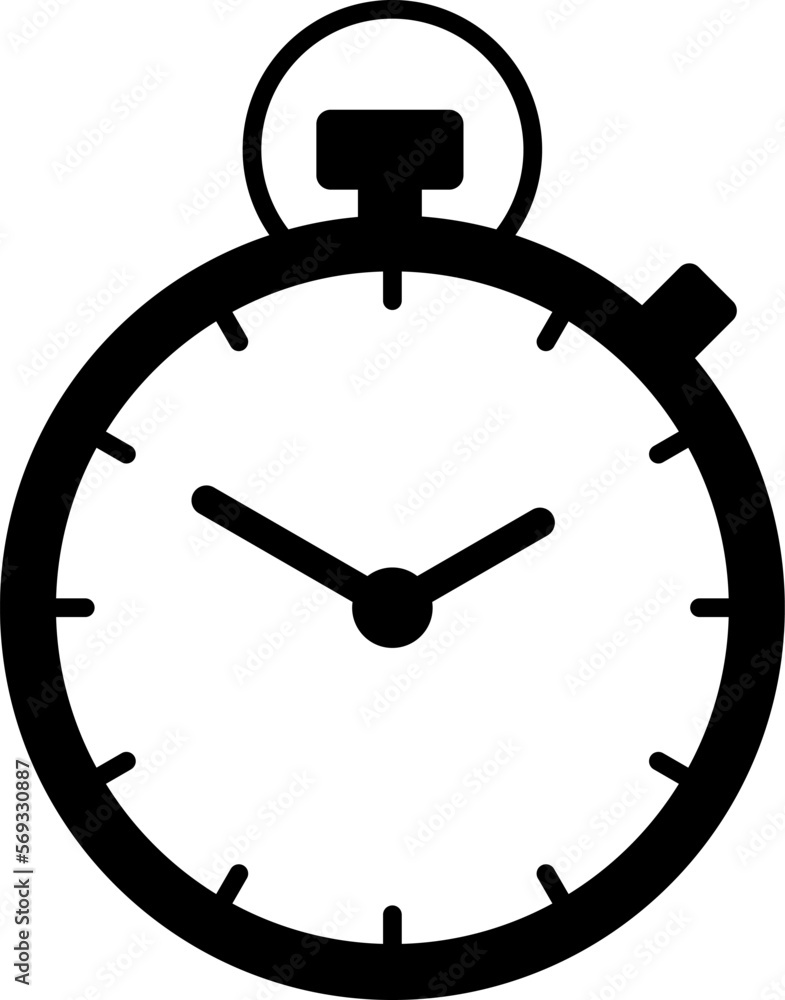 Shortest time stopwatch vector icon black and white. Shortest time stopwatch vector icon black and white.