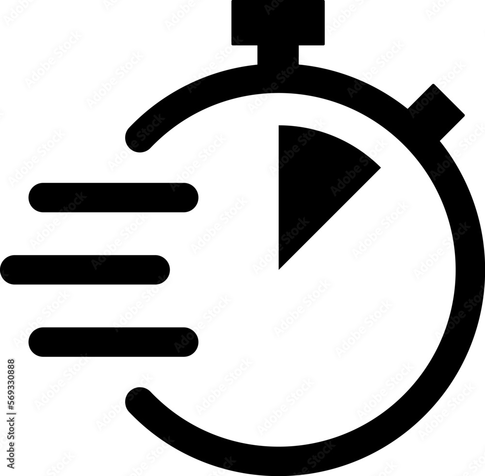 Shortest time stopwatch vector icon black and white. Stock Vector