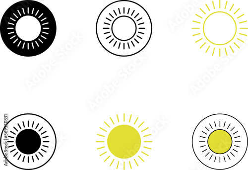 Sun and moon morning day or night time, daytime, nighttime, sunrise, vector icon illustration