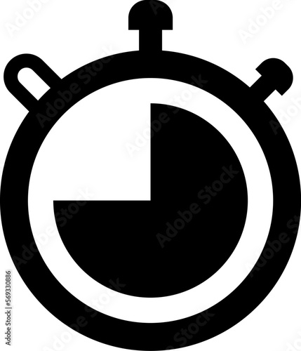Shortest time stopwatch vector icon black and white.