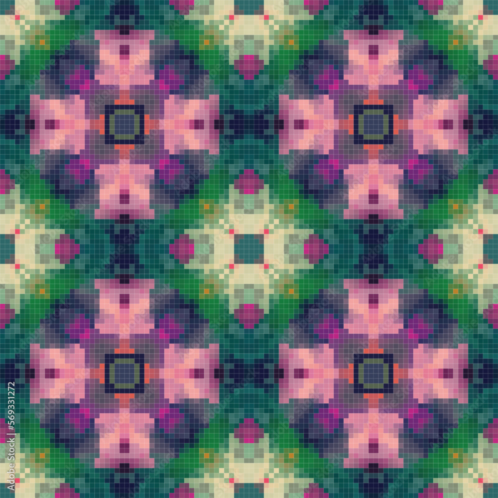 Mediterranean mosaic seamless pattern design. Mediterranean mosaic seamless pattern design.