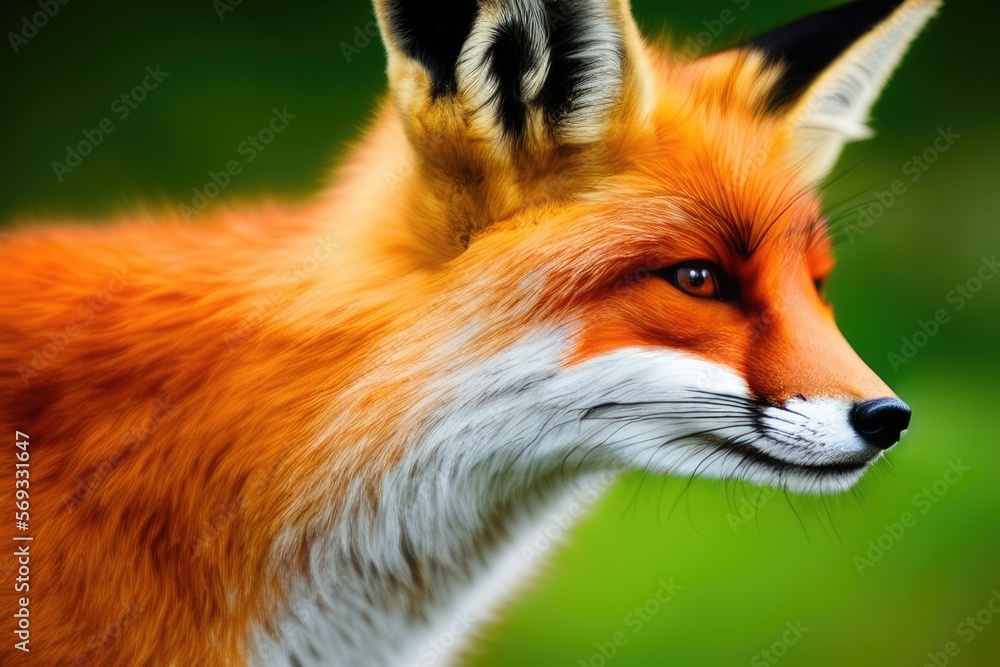 Fototapeta premium High-Resolution Image of a Fox in its Natural Habitat, Perfect for Adding a Majestic and Wild Element to any Design Project