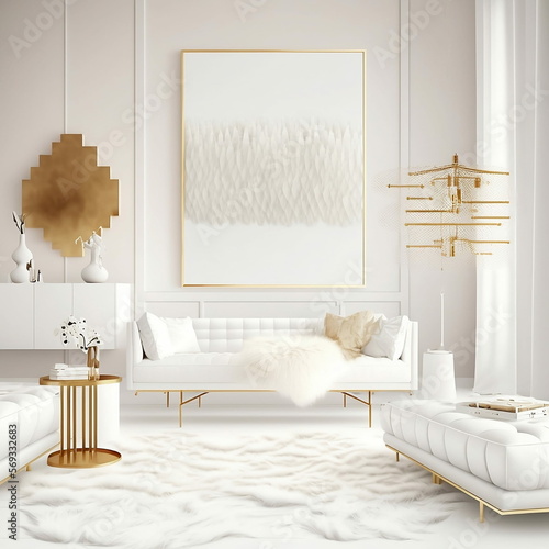 Gold and white luxury minimalist modern portrait frame for mock-ups displaying artwork or digital products in an elegant and contemporary style