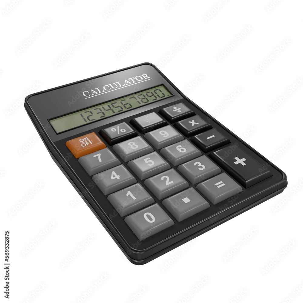 Black digital calculator. 3d illustration Black digital calculator. 3d illustration