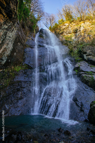 Beautiful waterfall Mahunceti in Georgia