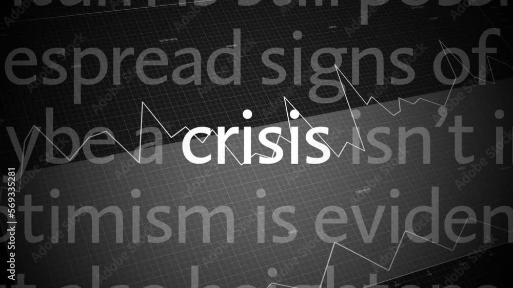 Crisis titles, financial crash, economy recession concept. 4K video animation Crisis titles, financial crash, economy recession concept. 4K video animation