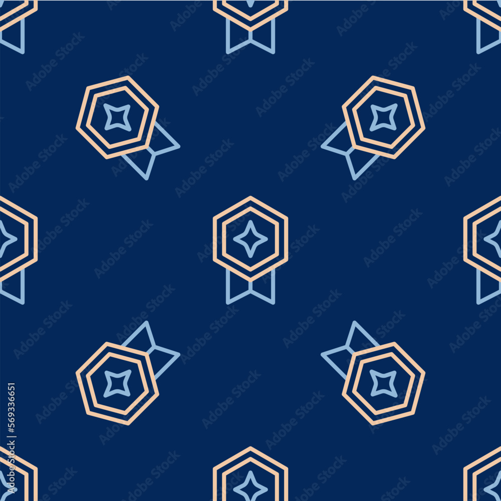 Line Game rating with medal icon isolated seamless pattern on blue background. Level results for game. Vector Line Game rating with medal icon isolated seamless pattern on blue background. Level results for game. Vector