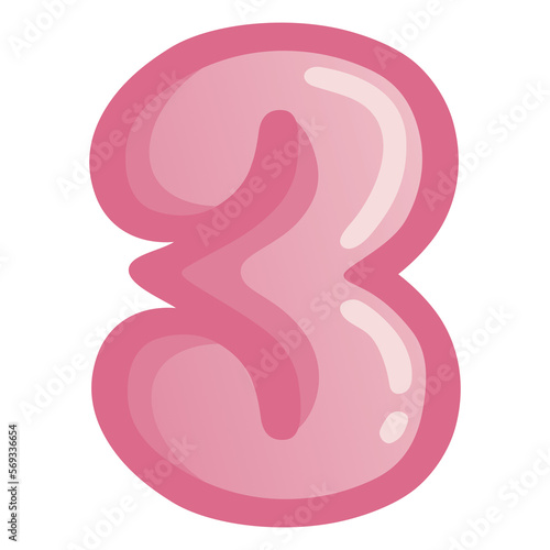 Wallpaper Mural Number 3 Three Pink Bold Alphabet Art Torontodigital.ca