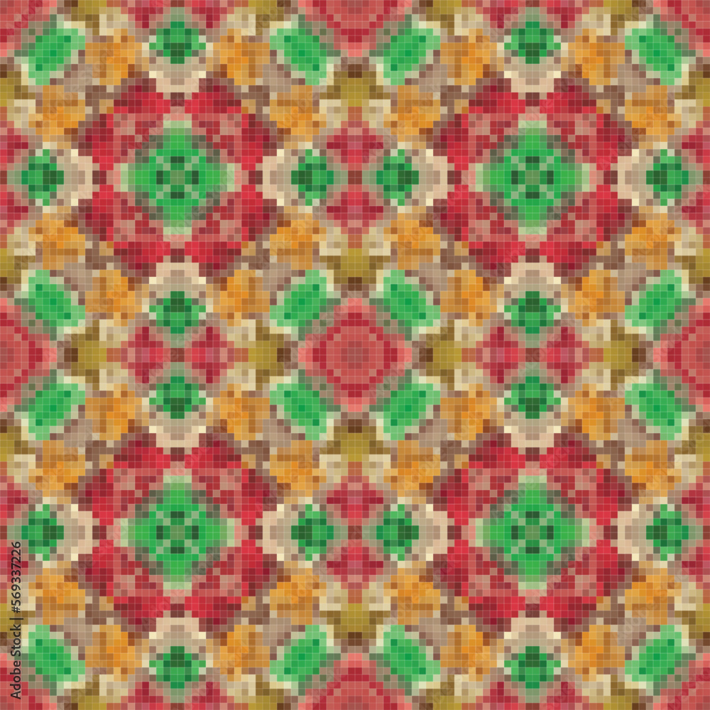Mediterranean mosaic seamless pattern design.
