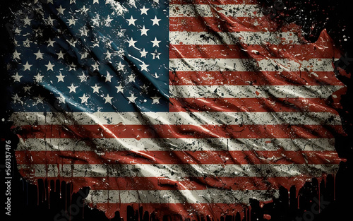 Disintegrating American Flag - Problems in the United States Concept - Generative AI
