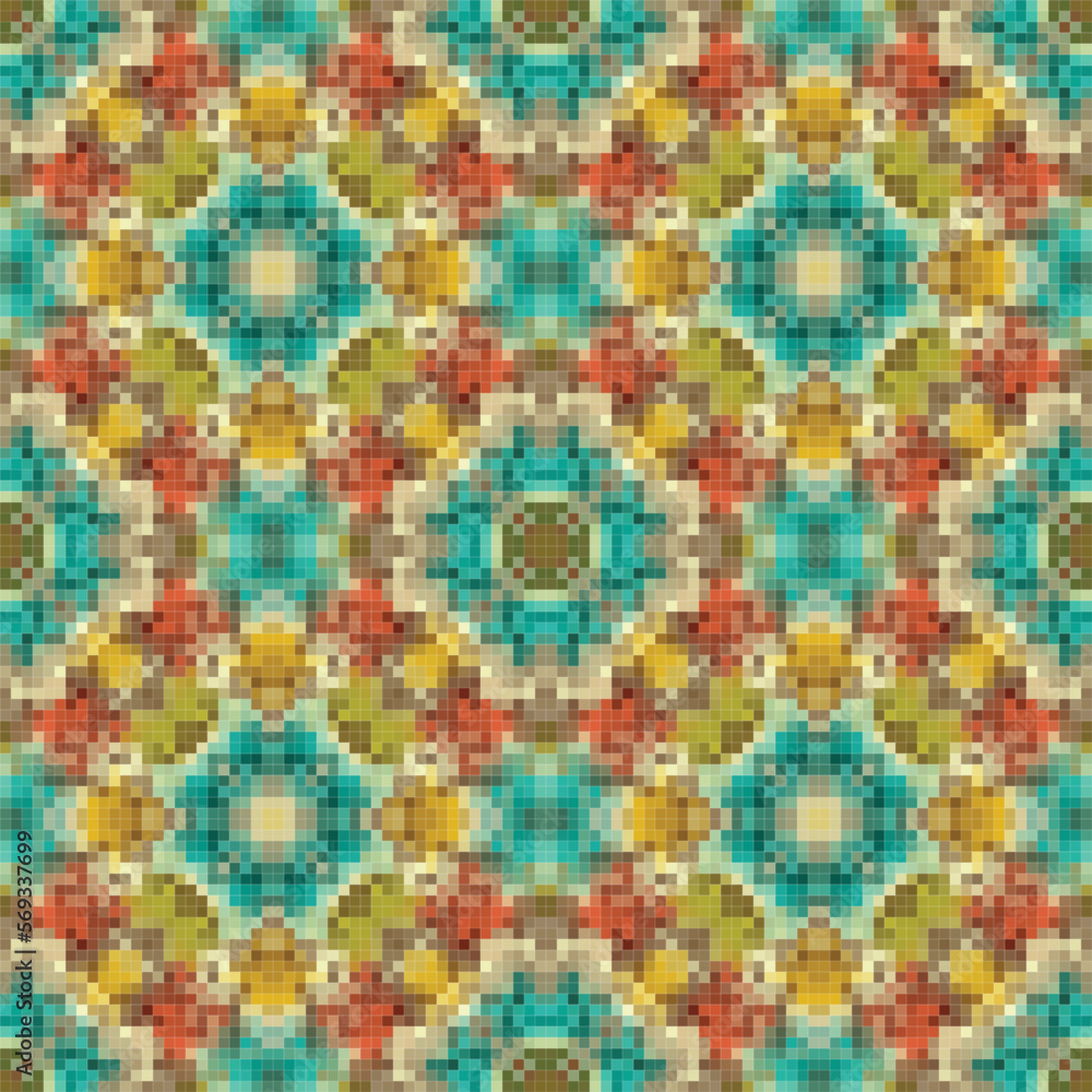 Mediterranean mosaic seamless pattern design. Mediterranean mosaic seamless pattern design.