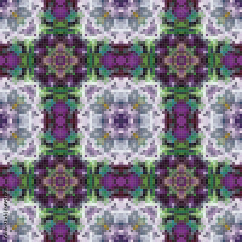 Mediterranean mosaic seamless pattern design.