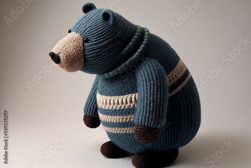 Bear - Knitted stuffed toy animal - Generative AI