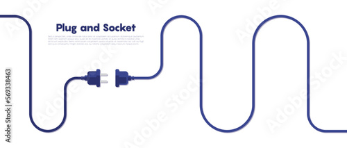 Electric Plug and Socket unplug outline design vector. 404 error background web banner, Electric wire shock, disconnection, loss of connect. Vector 10 eps.