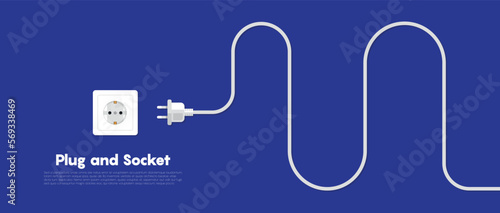 Electrical outlet and plugs in flat style icon. Vector illustration 10 eps.