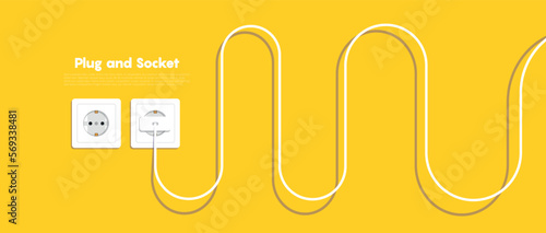 Electrical outlet and plugs in flat style icon. Vector 10 eps.