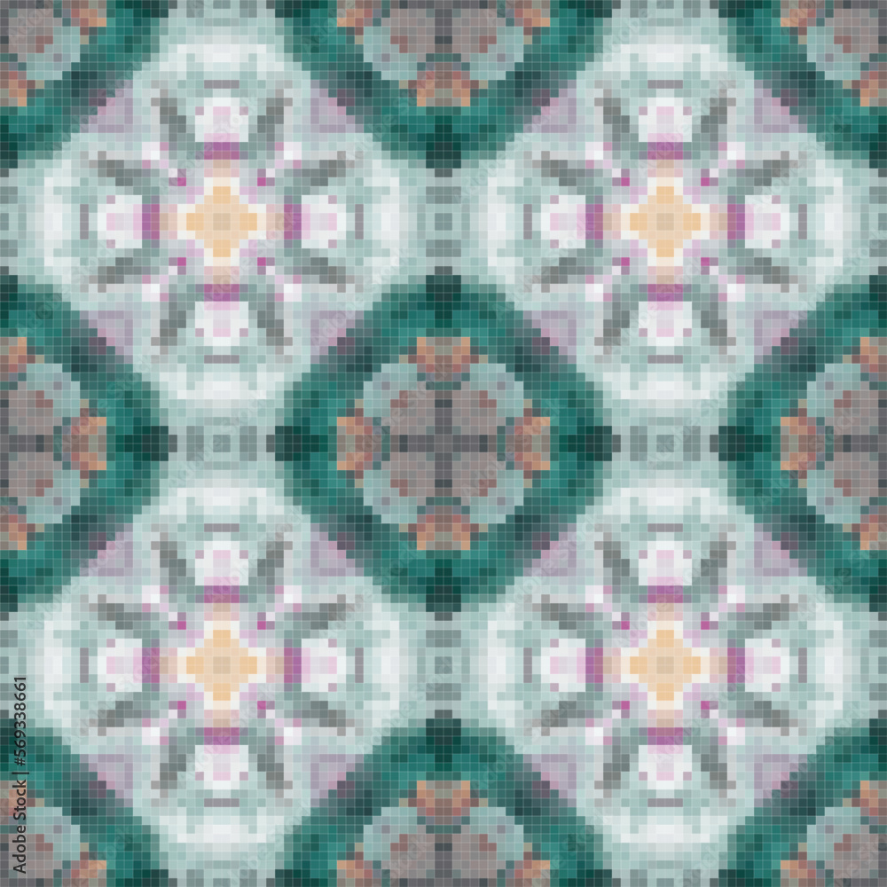 Mediterranean mosaic seamless pattern design. Mediterranean mosaic seamless pattern design.