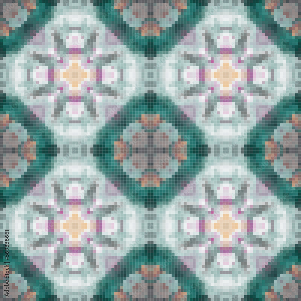 Mediterranean mosaic seamless pattern design.