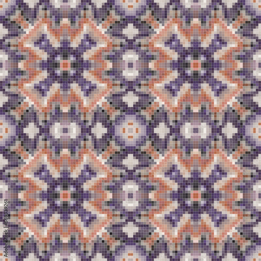 Mediterranean mosaic seamless pattern design. Mediterranean mosaic seamless pattern design.