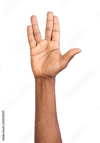 Photo Male hand showing Vulcan Salute isolated on white or transparent background