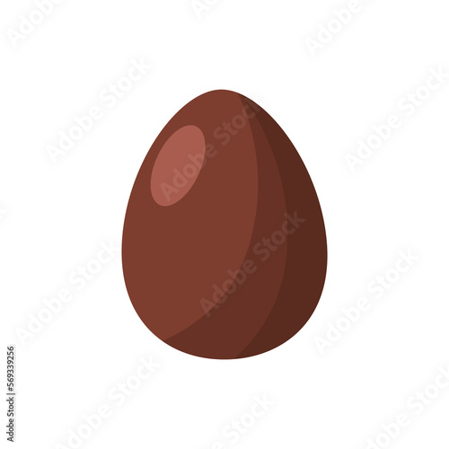 Milk chocolate easter egg vector simple flat illustration isolated on white background. Logo, silhouette, cartoon chocolate egg