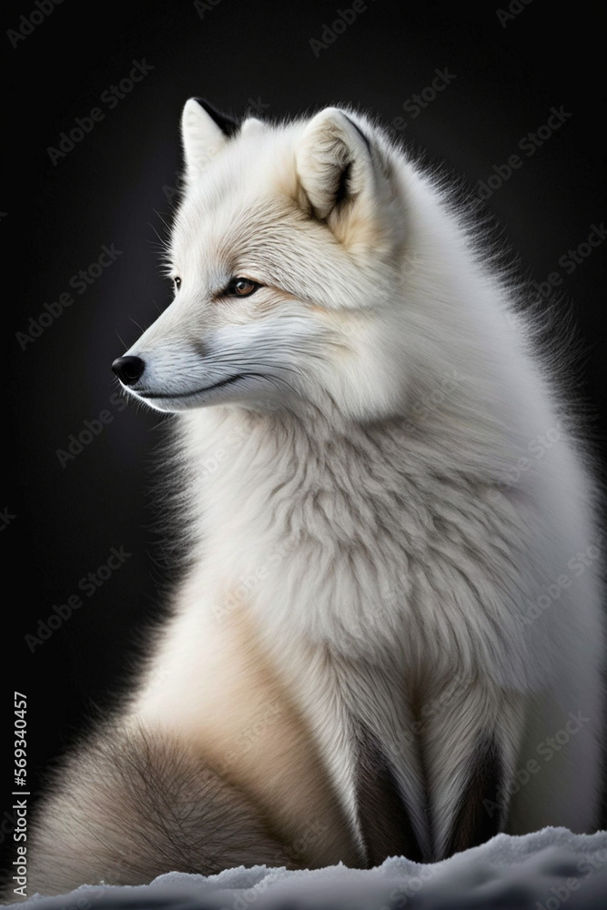 Close-up view of white arctic fox generative AI