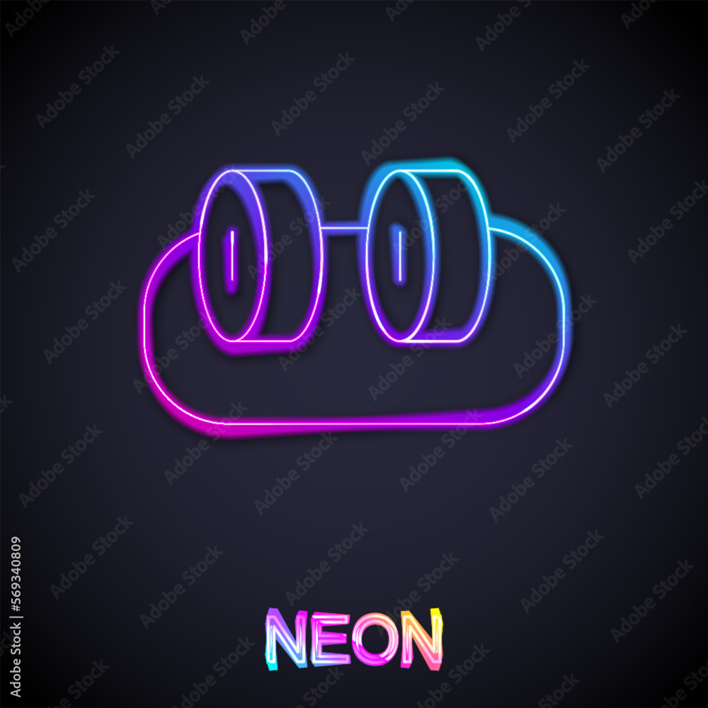 Glowing neon line Sushi icon isolated on black background. Traditional Japanese food. Vector Glowing neon line Sushi icon isolated on black background. Traditional Japanese food. Vector