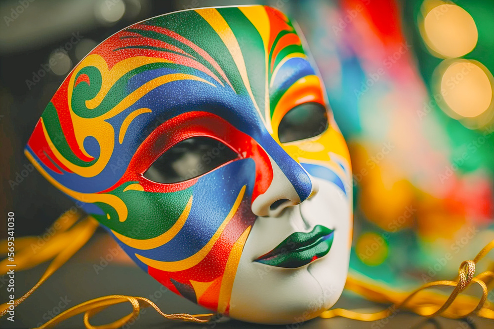 Carnival mask, colorful carnival mask, revelry, reveler The accessory only began to be used in parties, such as Carnival, in the 15th century, more precisely in It Colorful mask are popular festival