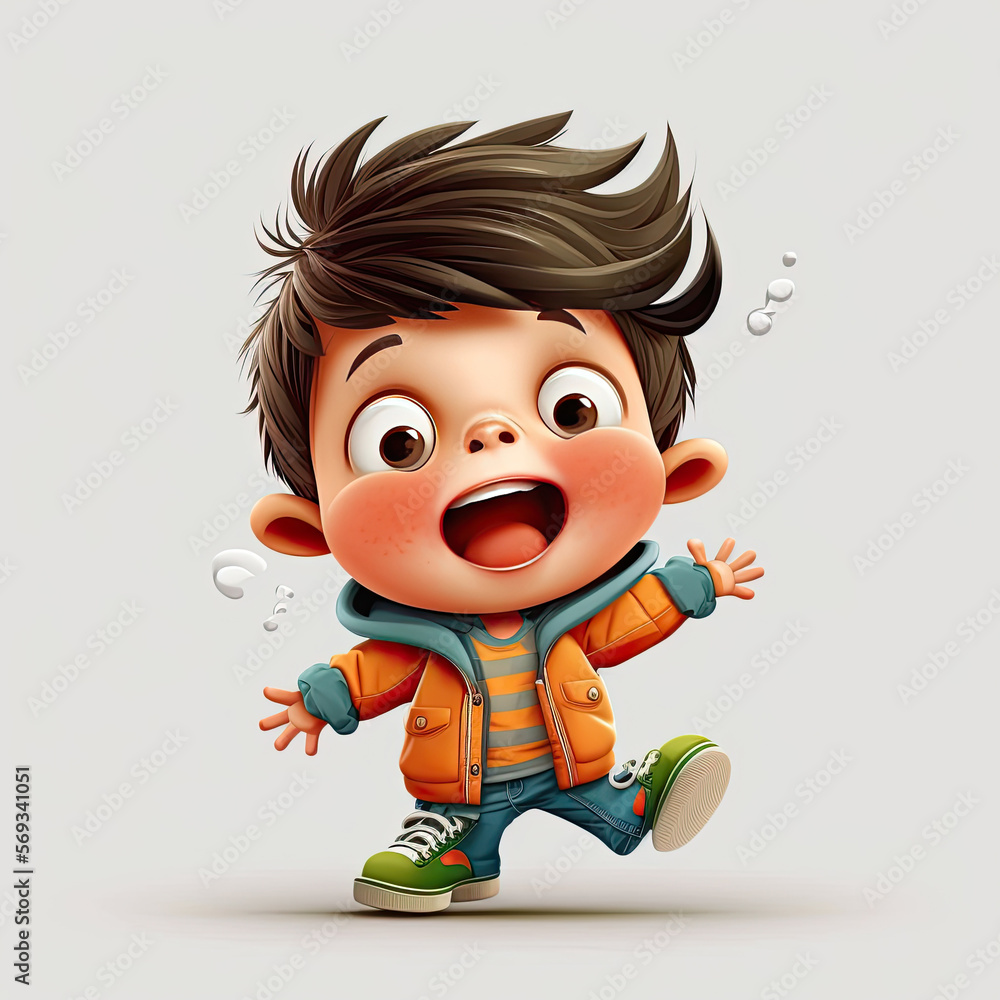 Small boy on colorful background, funny cartoon character, school kid 3d. Generative AI Small boy on colorful background, funny cartoon character, school kid 3d. Generative AI