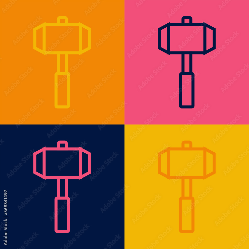 Pop art line Sledgehammer icon isolated on color background. Vector Pop art line Sledgehammer icon isolated on color background. Vector