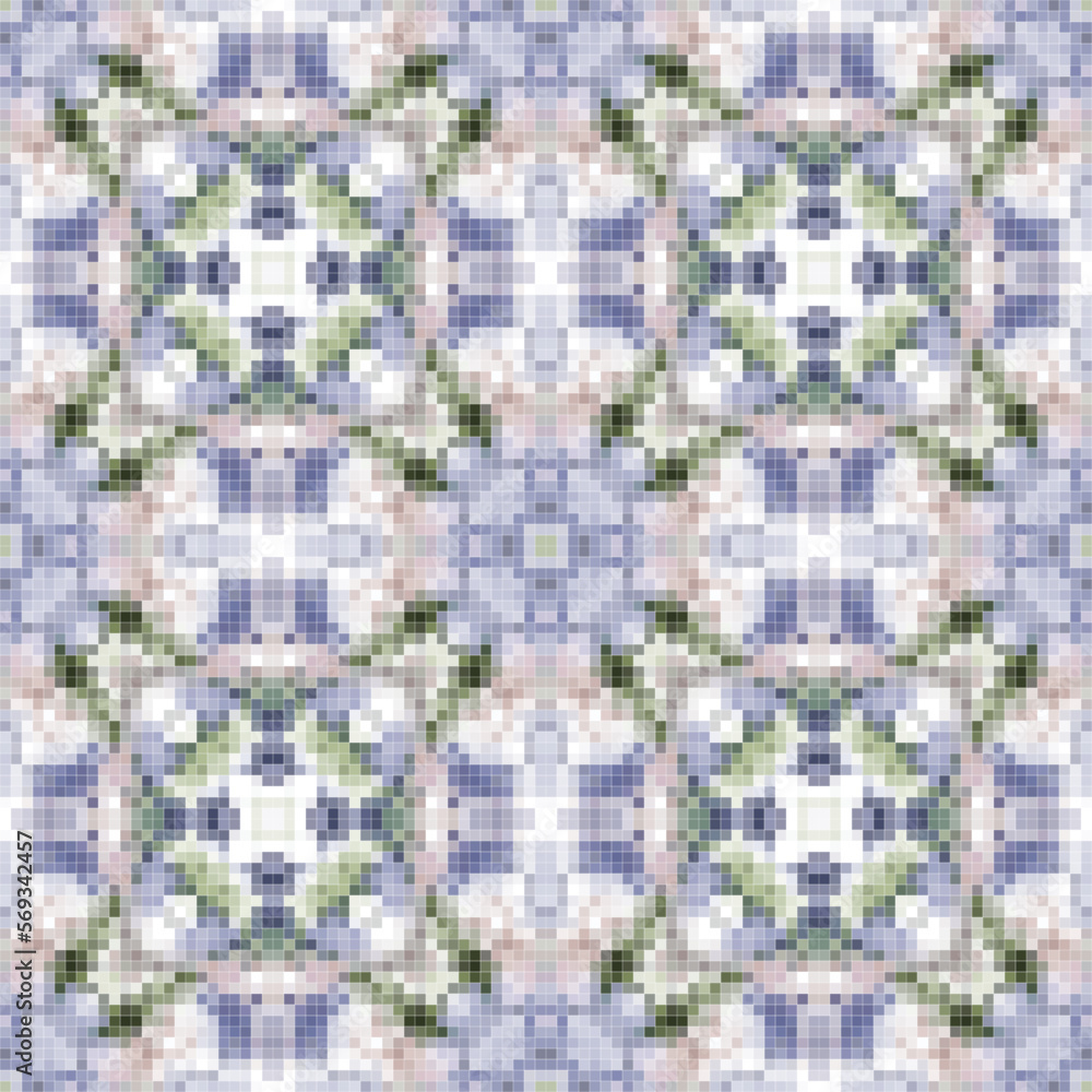 Fototapeta premium Mediterranean mosaic seamless pattern design.