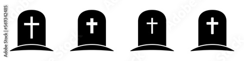 Tombstone icon. Rip grave icon vector.