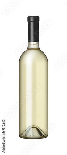 White wine bottle isolated on a transparent background