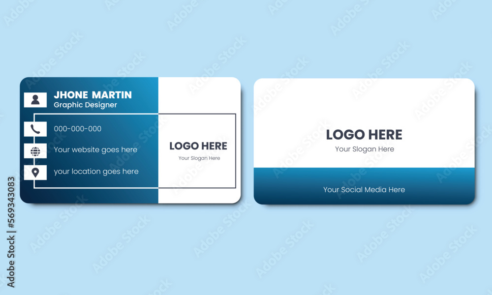 Fototapeta premium Simple and corporate business card design using gradient blue color