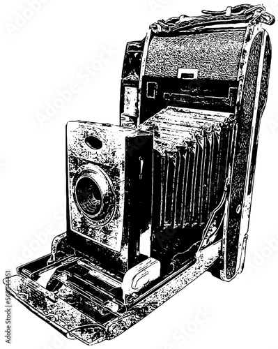 Vintage 1960's style camera illustration in black 