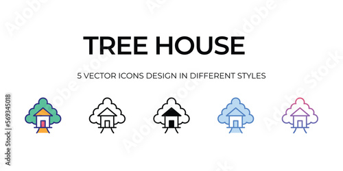 tree house Icons Set vector Illustration.