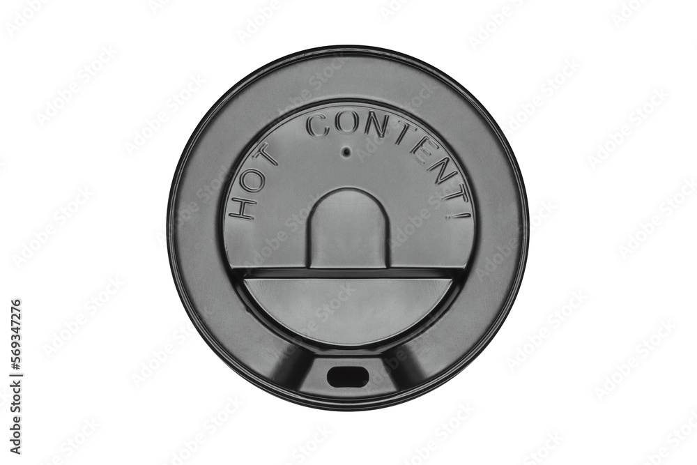 Black plastic lid of coffee cup isolated on transparent background Black plastic lid of coffee cup isolated on transparent background