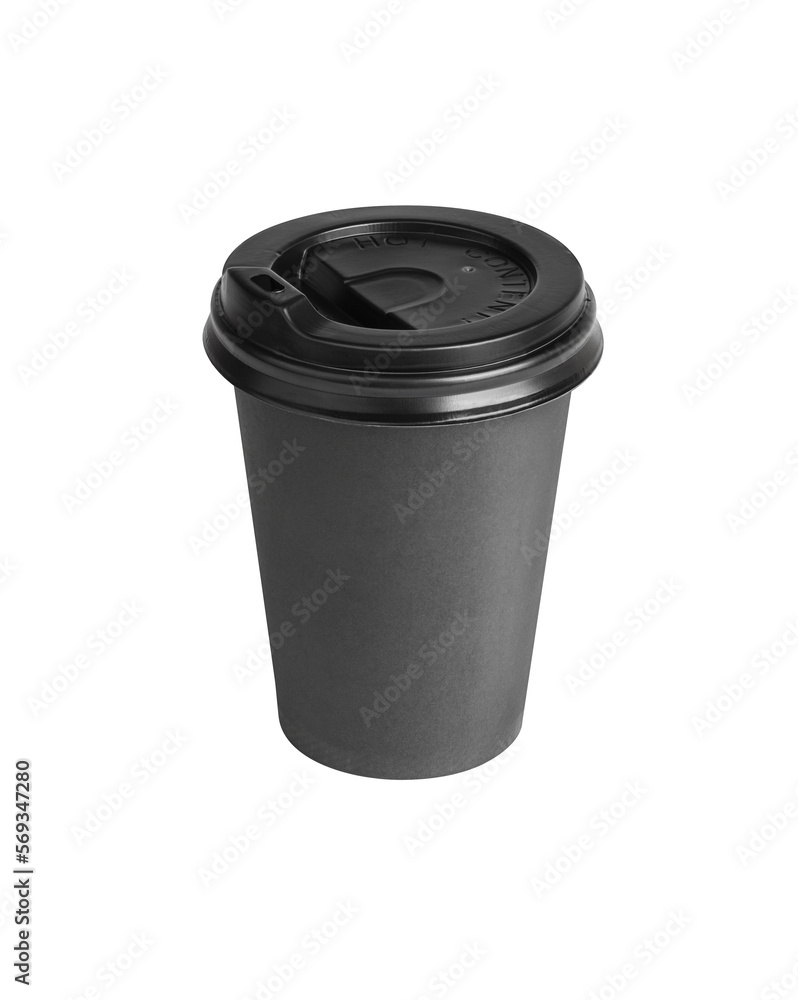Black paper take-out coffee Cup isolated on a transparent background Black paper take-out coffee Cup isolated on a transparent background