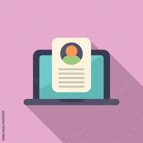 Laptop brand ambassador icon flat vector. Social media. Program box