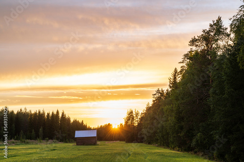 sunset in the countryside. Österbotten/Pohjanmaa, Finland