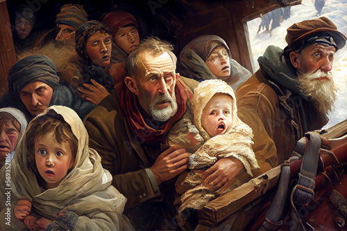 illustration from refugees on the boat  photo